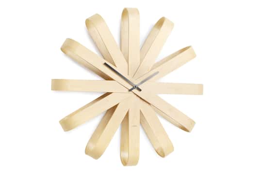 Umbra 20" Natural Ribbonwood Round Wall Clock